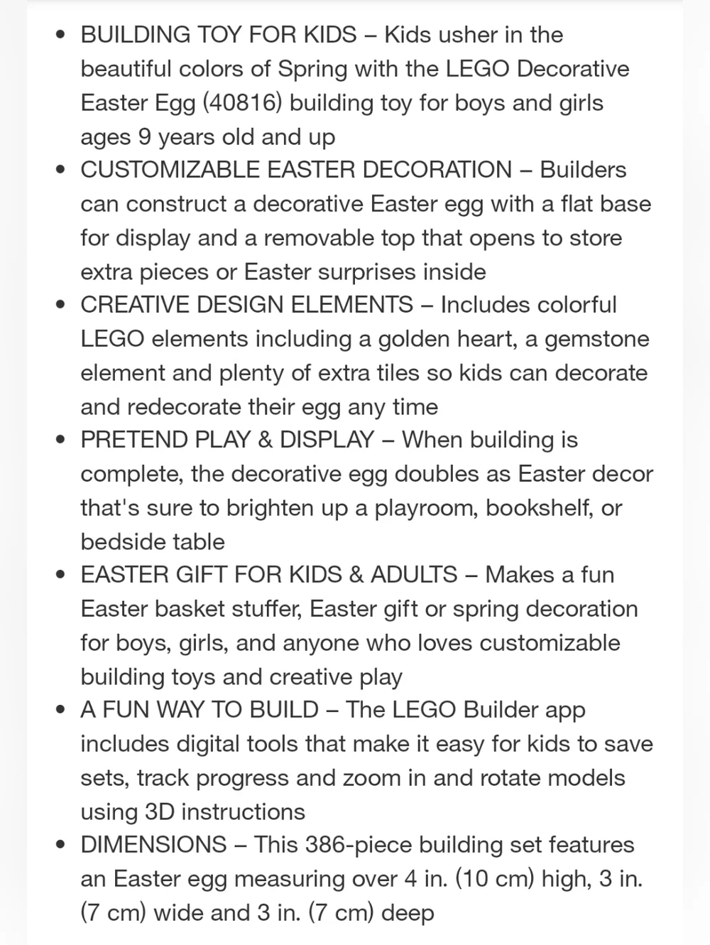 New LEGO Decorative Easter Egg Building Toy 40816 limited edition 2026, age 9+